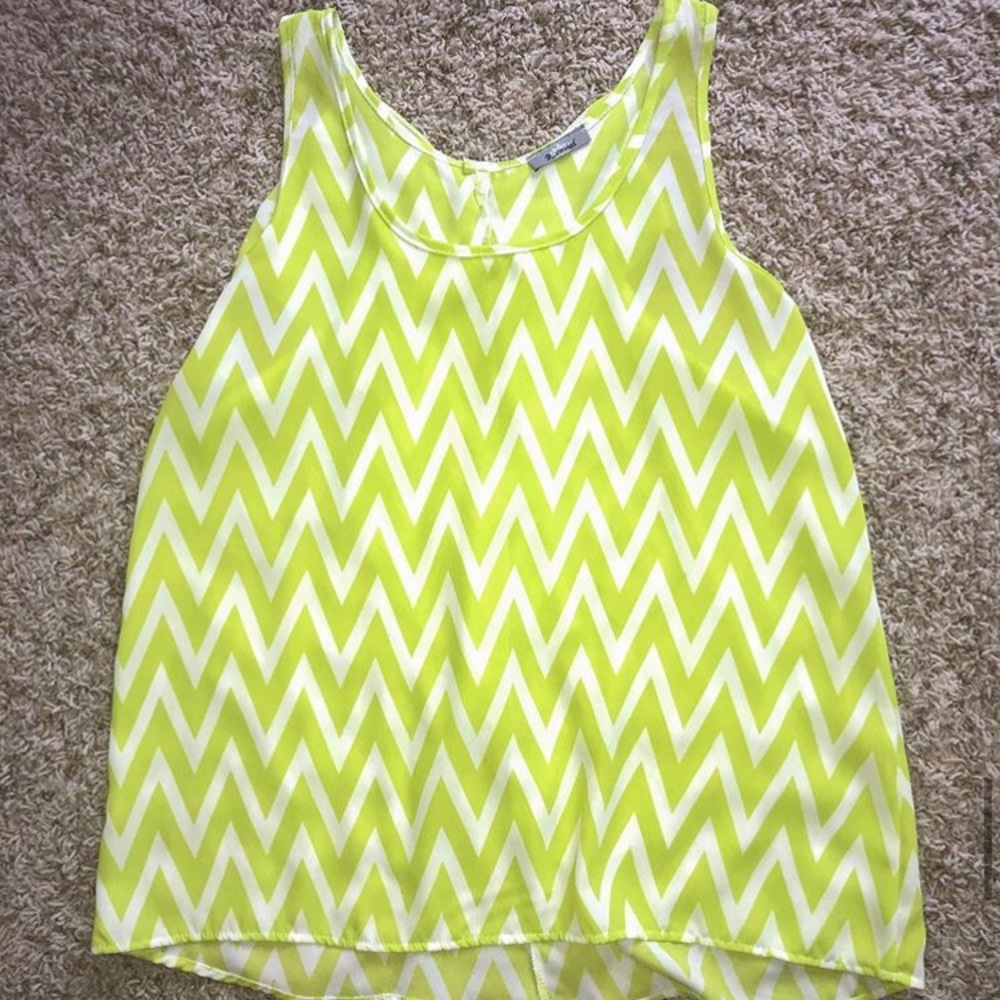 Neon Green Chevron Tank